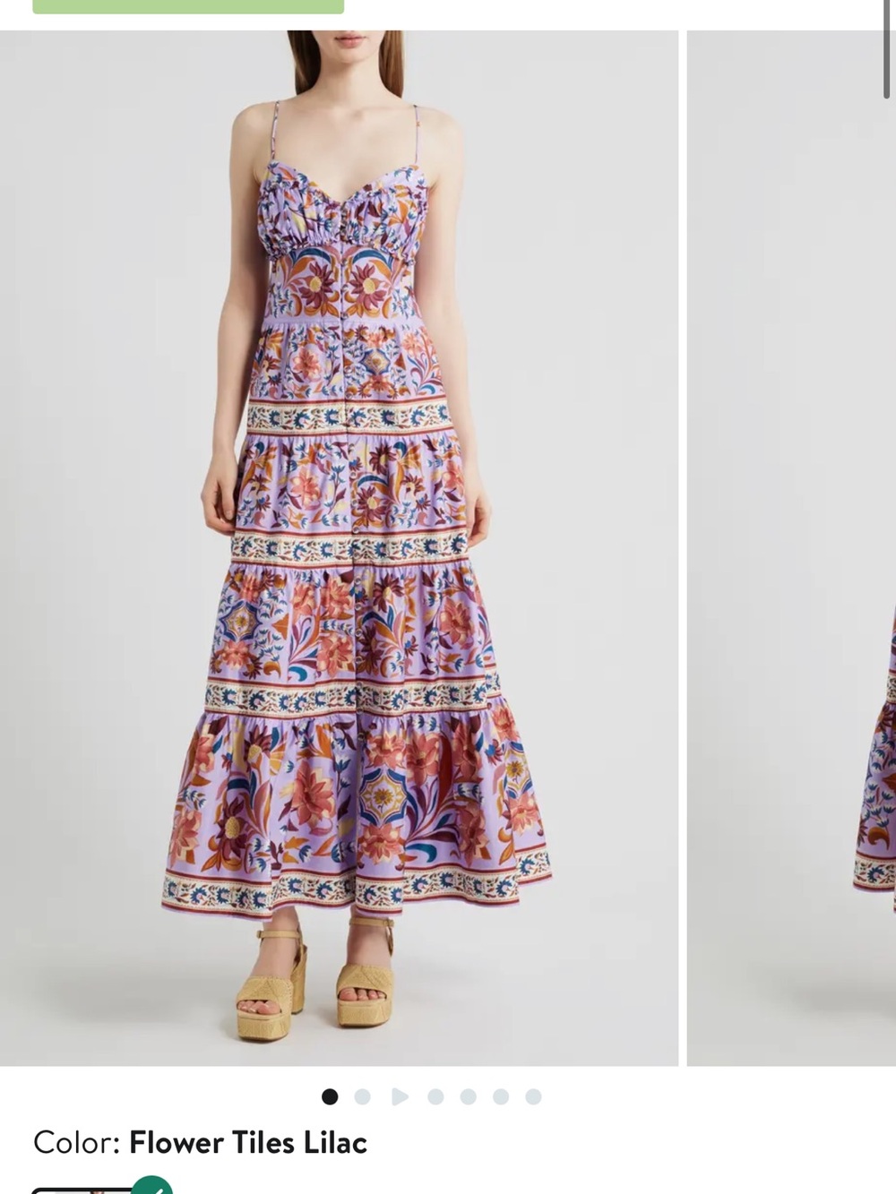 FARM Rio Lilac Floral Tiered Midi Dress